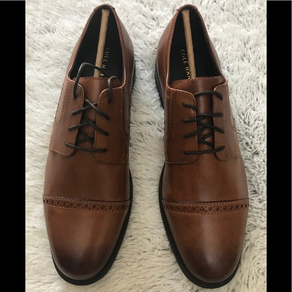 NEW wBox-COLE HAAN Tan Dustin Cap Brogue Oxford 11 - Picture 2 of 4